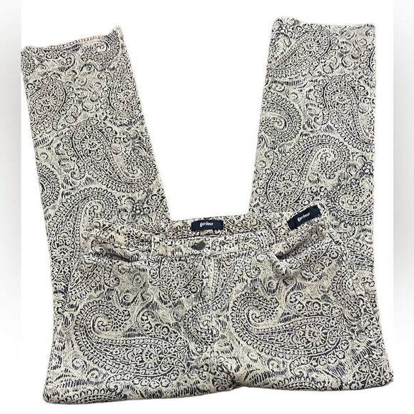 Gardeur Germany Pants EU 42 Black Beige Paisley Corduroy Stretch Trousers - Picture 3 of 7